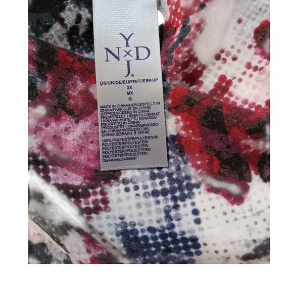 NYDJ Blouse Top 2X Floral Pleats Popover Dressy Career Office‎ Event Roses Artsy - Picture 7 of 11